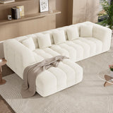 Daluvenix 107" Modern Boneless Couch with L - Shaped Chaise, Comfy Chenille Modular Sectional Sofa with Tufted Design, Deep Seat Upholstered Sofa Bed, No - Assembly Sectional Couch, White Daluvenix