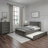 Max & Lily Modern Farmhouse Full Bed with Panel Headboard and Trundle, Driftwood Max & Lily
