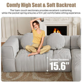 103" Cloud Couch Modular Sectional Sofa, Comfy Chenille Oversized Sectional Sofa with Deep Seat, Upholstered Tufted L Shaped Boneless Couches for Living Room, Right Facing, Off White HYJT-H&K