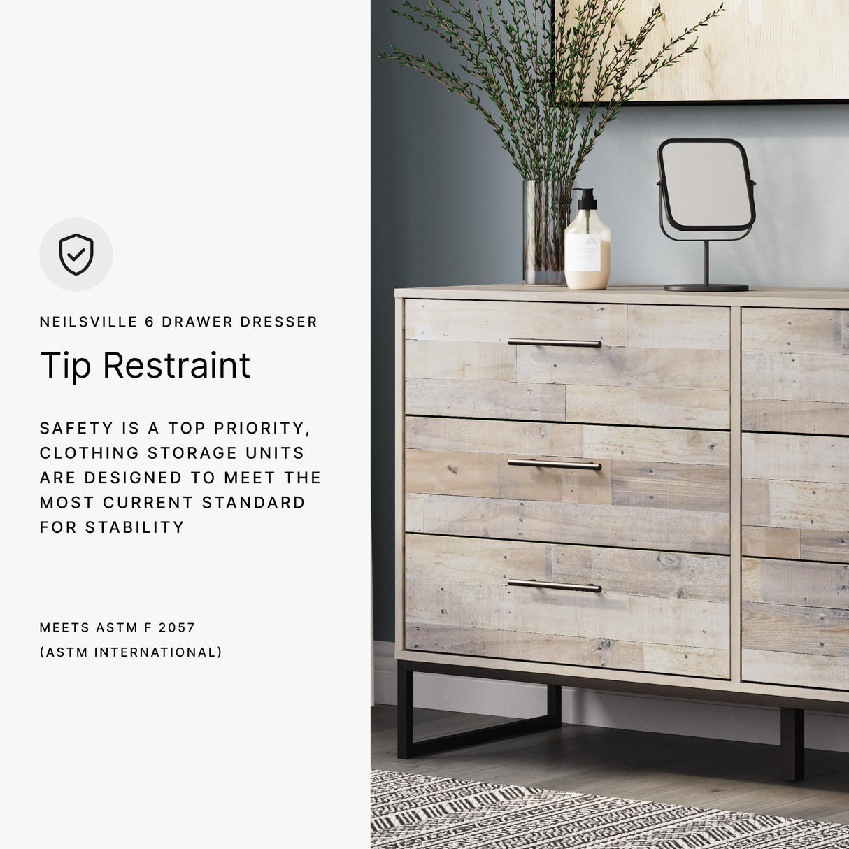 Signature Design by Ashley Neilsville 6 Drawer Dresser, Light Brown Signature Design by Ashley