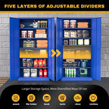 ZAOUS Metal Storage Cabinet with Lock，71'' Garage Storage Cabinet with 5 Adjustable Shelves, Tall Tool Cabinets for Garage, Home, Office, Gym, School, Blue ZAOUS