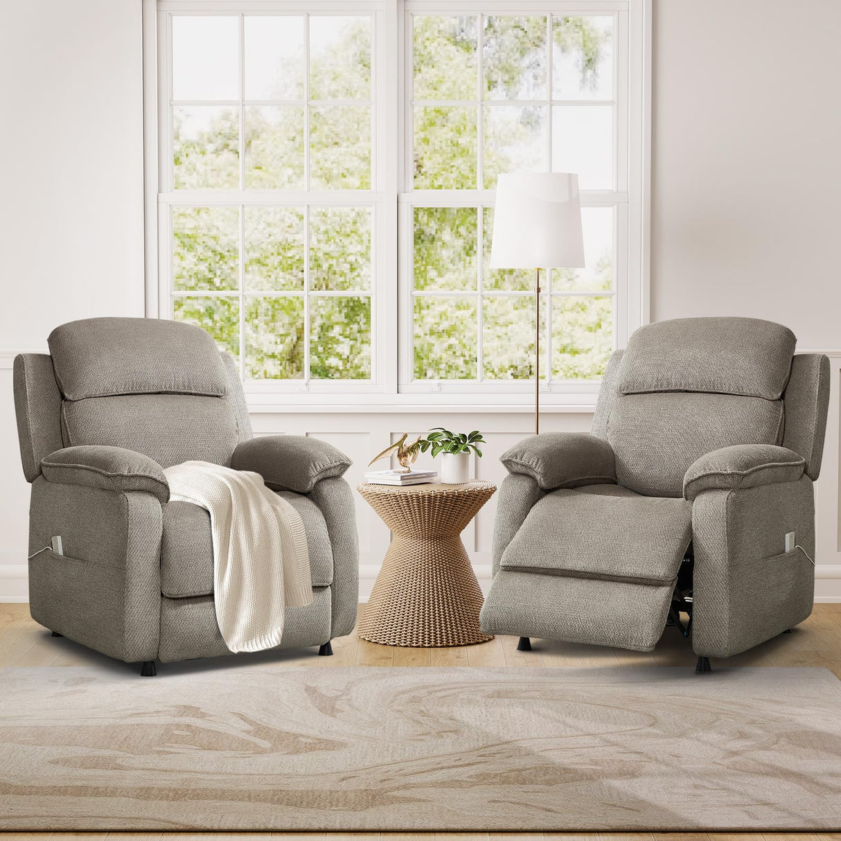 ANJ Power Recliner Chair, Electric Recliner for Adults,Oversized Reclining Chair with Remote & Side Pockets for Living Room， Bedroom,Home Theater ANJ