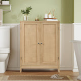 Iwell Storage Cabinet, Rattan Cabinet with Adjustable Shelf, for Living Room, Entryway, Kitchen, Home Office, Nature Iwell