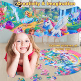 Civaner 70 Pieces Floor Puzzles for Kids Large Puzzles for Kids Ages 3 4 5 6 7 8 Jigsaw Puzzle Educational Puzzle Toy Gifts for Toddlers Boys Girls Baby Shower Birthday(Unicorn) Civaner