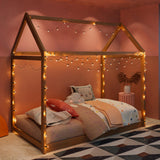 Merax Twin Size Wooden House Bed, Wood Color Merax