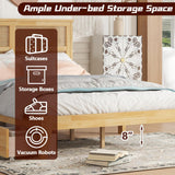 HRVEOCEI Boho Bed Frame Full with Rattan Headboard, Rattan Bed Frame & Full Beds Frames with Wood Legs, Solid Wood Beds Frames with Storage Underneath,Easy Assembly (White Oak, Full) HRVEOCEI
