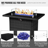 LayinSun 10 Pieces Outdoor Patio Furniture Set with Fire Pit Table, Rattan Wicker Sectional Swivel Rocker Chairs Sets with Ottomans, Swivel Glider Chairs, Single Chairs and Coffee Table LayinSun