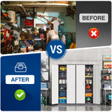 Fesbos Metal Storage Cabinet-72” Tall Steel File Cabinets with Lockable Doors and 5 Adjustable Shelves-Gray&White Steel Storage Cabinet for Home, School, Office, Garage Fesbos