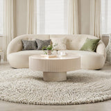 Modern Wood Round Coffee Table - Handcraft Drum Coffee Tables with Sturdy Base, Easy Assembly, Contemporary Style Small Coffee Table Tea Table for Living Room, Bedroom, Office (White Thick) YYZIWYUN