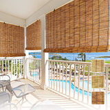 Lsjoaw Roll Up Reed Shade 33x79in (WxH)/84x200CM Outdoor Bamboo Shades Blinds Patio Blinds Roman Roller Blinds Curtain with Lifter Porch Window Privacy Brown Lsjoaw