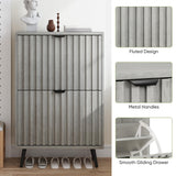Smuxee Shoe Cabinet with 2 Flip Drawers, 23.6" Grey Hidden Shoe Storage Cabinet with Fluted Design, Freestanding Shoe Organizer Cabinet for Entryway, Hallway, Living Room, Closet Smuxee
