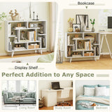 Tangkula Geometric Bookshelf, 3 Tier Modern Freestanding Open Bookcase with Anti-Tipping Devices & Legs, Home Office Decorative Storage Organizer Display Shelf for Living Room Study (White) Tangkula
