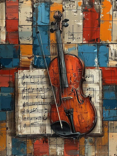 KAYEIUU Violin Diamond Art Kits for Adults, Sheet Music Diamond Painting Kits for Adults Beginners DIY 5D Round Full Drill Gem Art Dots Crafts, Hobbies for Women, Home Wall Decor Gifts 12x16 inch