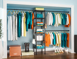 Ulif M1 Closet Storage Organizer System, 6 Tiers Heavy Duty Metal Garment Rack with 3 Expandable Hanger Rods, Wall Mounted Space Saver Suits from 5.4-8.7 ft. Width, 71.2”H x 14”D, 700LBS, Black Ulif