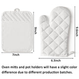 GROBRO7 6Pcs Cotton Oven Mitts and Pot Holders Set Heat Resistant Hot Pads Machine Washable BBQ Gloves with Hanging Loop Durable Pocket Pot Holder for Kitchen Baking Grilling Cooking White GROBRO7