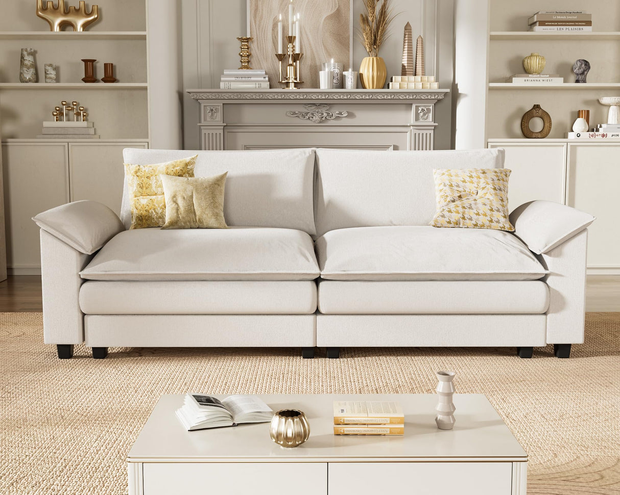 Homall 80" Modular Sectional Sofa, Loveseat Sofa Couch with Double-Layer Cushion, DIY Combination Chenille Deep 2-Seat Cloud Couch for Living Room, Apartment (White, Loveseat Sofa) Homall