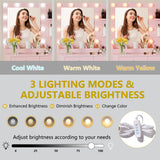 Vanity Desk with Mirror and Lights, Makeup Vanity Table Set with 5 Storage Drawers, Power Outlet & Chair, Small Dressing Table with RGB Ambient Light, Adjustable Brightness for Girls Bedroom, Pink Xixini