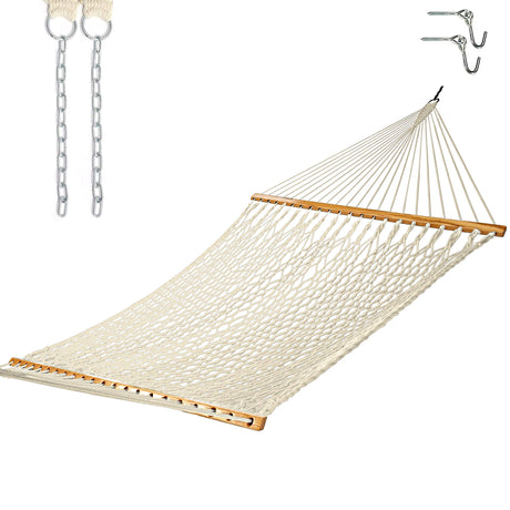 Castaway Living 13 ft. Double Traditional Hand Woven Cotton Rope Hammock with Free Extension Chains & Tree Hooks, Designed in The USA, Accommodates Two People with a Weight Capacity of 450 lbs. Castaway Hammocks
