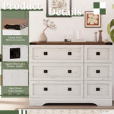 Royal Windsor Farmhouse 6 Drawer Dresser for Bedroom, Chest of Drawers Dresser for Closet, Clothes Organizers and Storage with Spacious Tabletop, Wooden Dressers for Living Room, White Royal Windsor