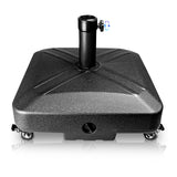 RAOKUKH DZ4733 MS Patio Umbrella Base Heavy Duty with Wheels Square Market Stand for Outdoor 4 Locks 1 Knobs 125lb Capacity, Black RAOKUKH