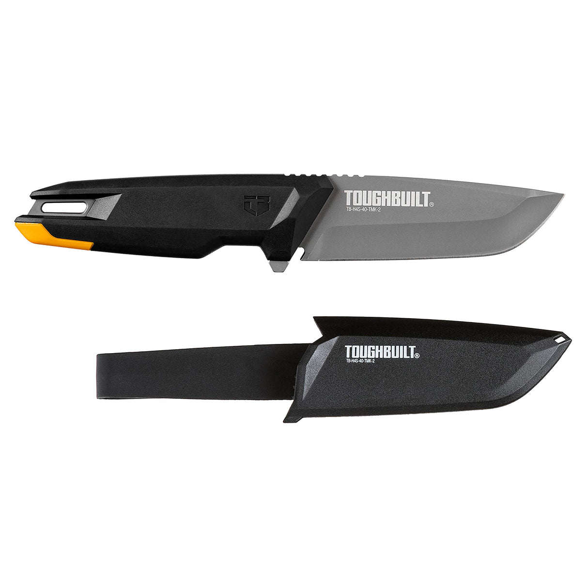ToughBuilt Tradesman Knife with Sheath, 4” Titanium Drop Point Blade | TB-H4S-40-TMK-2 ToughBuilt