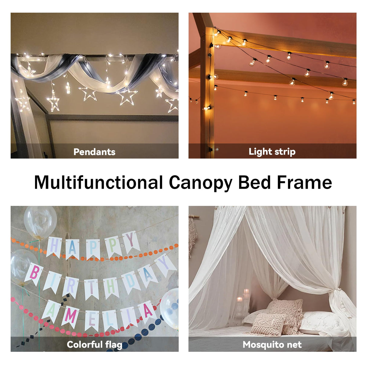 Merax Twin Size Wooden House Bed, Wood Color Merax