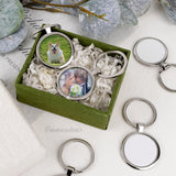 Framendino, 10 Pack Sublimation Keychains Blanks Metal Heat Transfer Round Press Keychain for DIY Crafts Photo Framendino