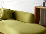 Container Furniture Direct 132" Curved Sofa with Throw Pillows, 6 Seater Luxury Velvet Couch with Half Moon Design and High-Density Foam, Ideal for Modern Living Room, Office & Apartment, Olive Green Container Furniture Direct