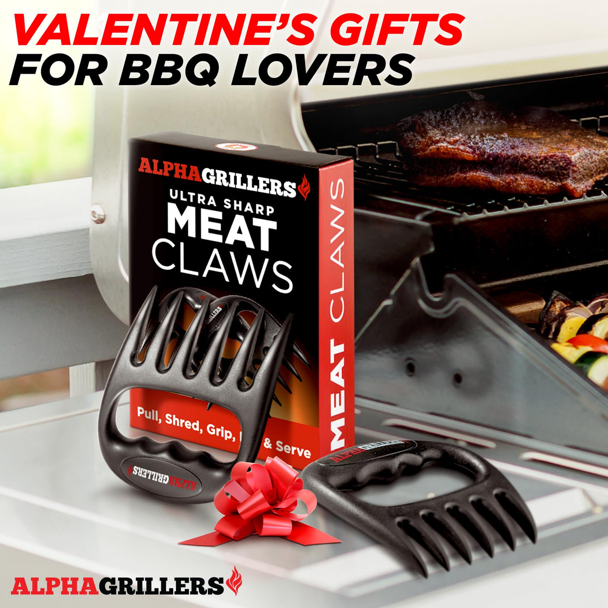 Meat Shredder Claws - BBQ Smoker Accessories Pulled Pork Tool - Barbecue Grilling Gifts for Men Valentines Day Gifts for Him Alpha Grillers