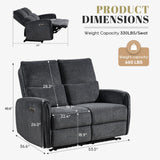 53.5" Zero Wall Hugger Power Reclining Loveseat Sofa with USB & Type-C Ports, Electric Recliner Loveseat with Lumbar Pillows, Small Space Wall Hugger Reclining Couch for Living Room & RV (Dark Grey) LURVIA