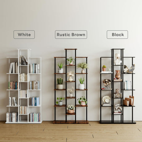 DGSANDGO 5-Tier Small Space Bookshelf,Sturdy Compact Bookcase for Study Room/Bedroom,Easy Assembly Wooden Storage Shelf（7.8” D,White） DGSANDGO