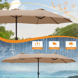 AONETOZ 15ft Large Patio Umbrella,Double Sided Big Umbrella For Patio,Extra Large Outdoor Umbrella,Khaki AONETOZ