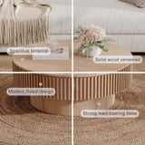 Round Coffee Table with Storage, Modern Wooden Coffee Table with Solid Wood Veneered, Circle Center Table Accent Tea Table for Living Room Apartment Small Space (31.5''L × 31.5''W × 14''H, Natural) FGXJY