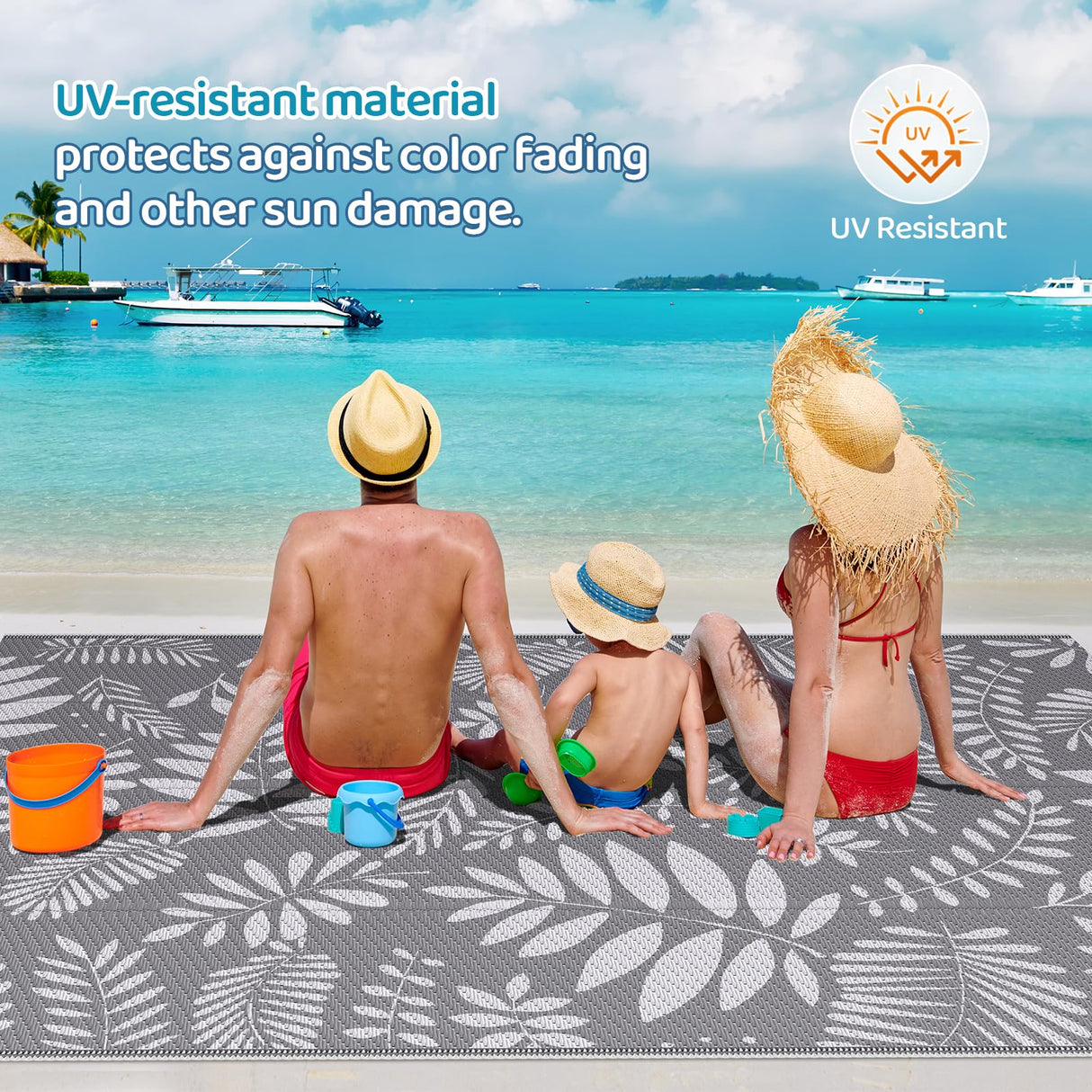 Outdoor Rug, Patio Rug, Plastic Straw Camping Rugs, Large Waterproof Area Rug and Mat for Outdoors, RV, Patio, Backyard, Deck, Porch, Beach, Balcony, (5'x 8', White&Gray) StepRite