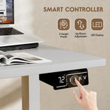 Furmax L Shaped Standing Desk Adjustable 63 x 55 Inch Corner Stand up Desk Electric Standing Computer Workstation with Preset Heights (White) Furmax