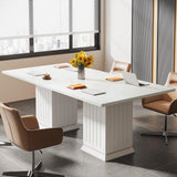 Tribesigns Square Conference Table, Modern 35.4-Inch Small White Business Meeting Table for Office Meeting Room Tribesigns