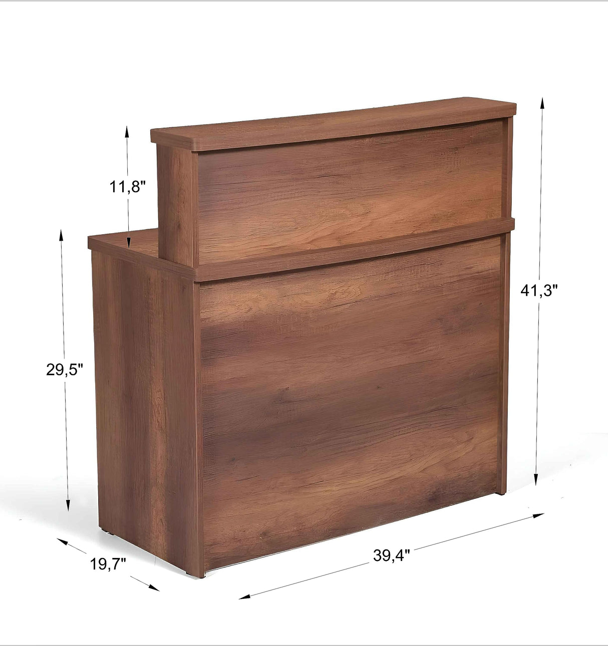 UGOS Mono Walnut Modern Reception Desk w/Transaction Counter | Laminate Desktop | Multifunctional Standing Front Desk for Home, Office, Salon, Spas, and Lobby (40 inch (100 cm)) UGOS