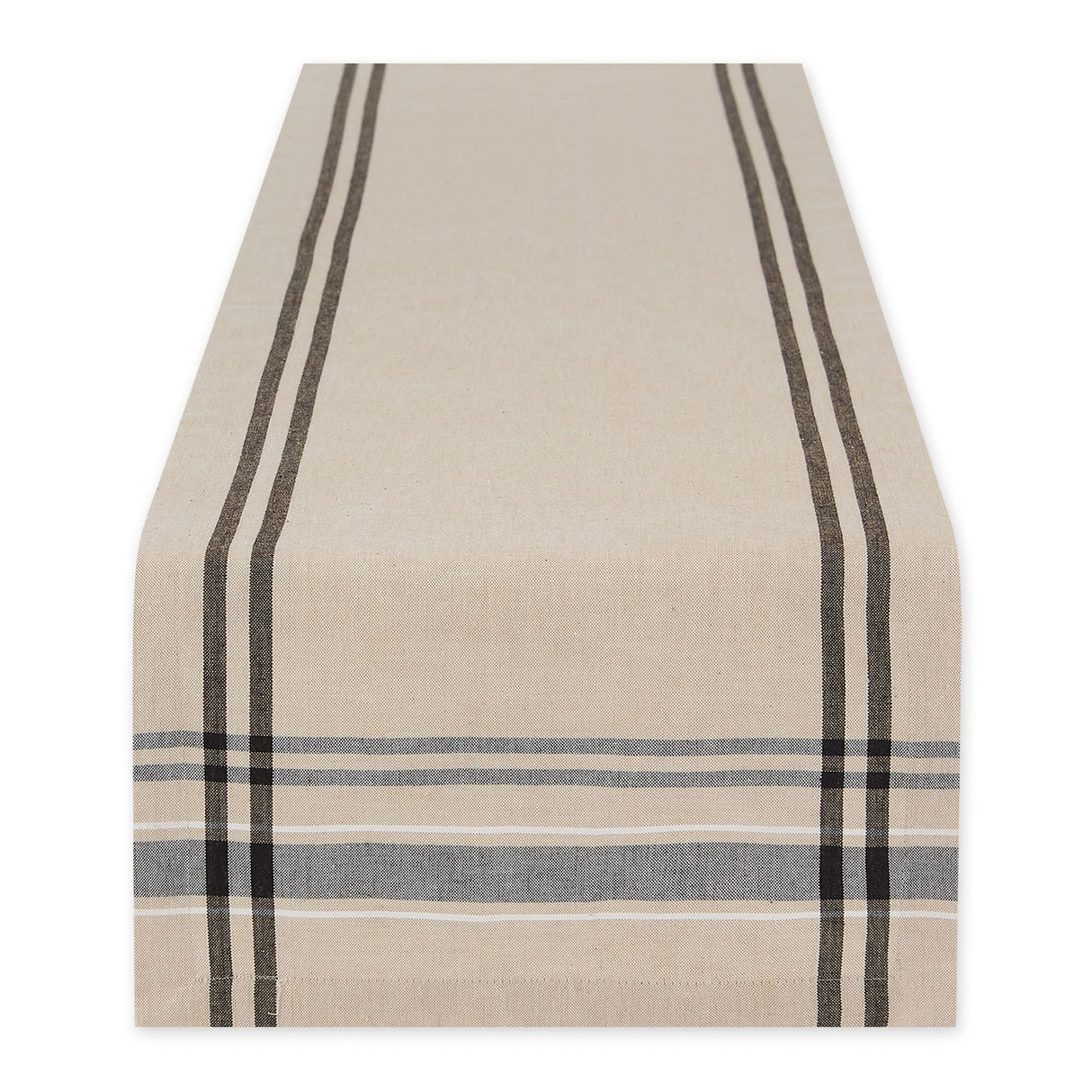 DII French Stripe Dining Table Collection Farmhouse Style Table Runner, 14x108 Inches, Taupe/Black DII