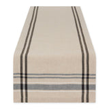 DII French Stripe Dining Table Collection Farmhouse Style Table Runner, 14x108 Inches, Taupe/Black DII