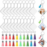 Modacraft Sublimation Keychain Blanks, 80Pcs Sublimation Keychain Making Kit with Square Heat Transfer Blanks, Tassels, Keychain Rings, Jump Rings for Keychain Project Thanksgiving Christmas Gift Modacraft