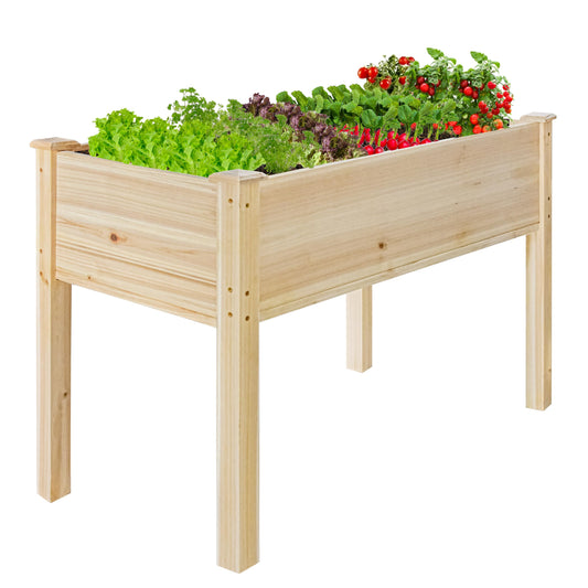 LZRS 40.5x20.5x30 inches Raised Garden Bed Elevated Wooden Planter Box Stand with Legs for Herbs,Vegetables,Flowers,Great for Outdoor Patio, Deck,220lb Capacity,Natural