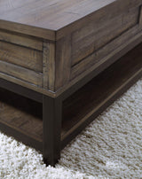 Signature Design by Ashley Johurst Rustic Rectangular Lift Top Coffee Table and Fixed Lower Shelf, Brown Signature Design by Ashley