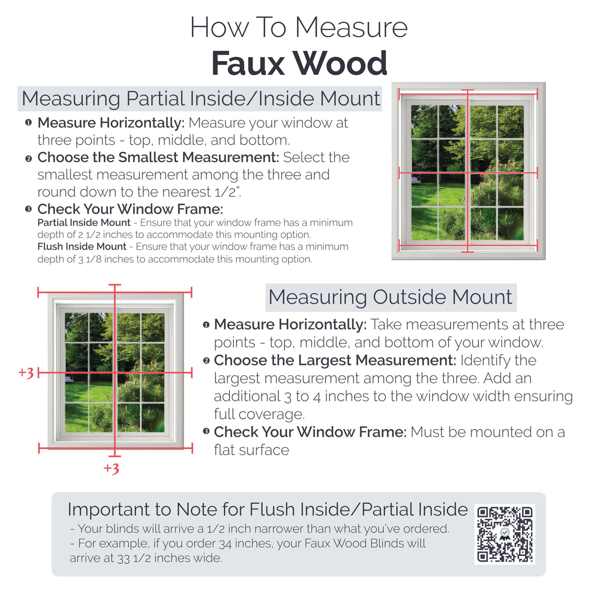 Linen AVENUE Cordless Faux Wood Blind White 26 W x 36 H, Flush Inside Mount (No Valance Side Pieces/Returns Included, Arrives ½ Inch Narrower) Linen AVENUE