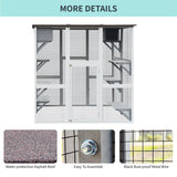 KELRIA 71 Inch Wooden Catio Outdoor Cat Enclosure, Large Cat House with 8 Jumping Platforms, 2 Napping Houses & Weatherproof Asphalt Roof, Walk-in Kitty Condo Shelter Playpen for Multiple Pets, White KELRIA