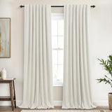 KOUFALL 108 Inch Curtains,Blackout Linen Textured 9 FT Black Out Room Darkening Living Room Drapes 108 Inches Long 2 Panels KOUFALL