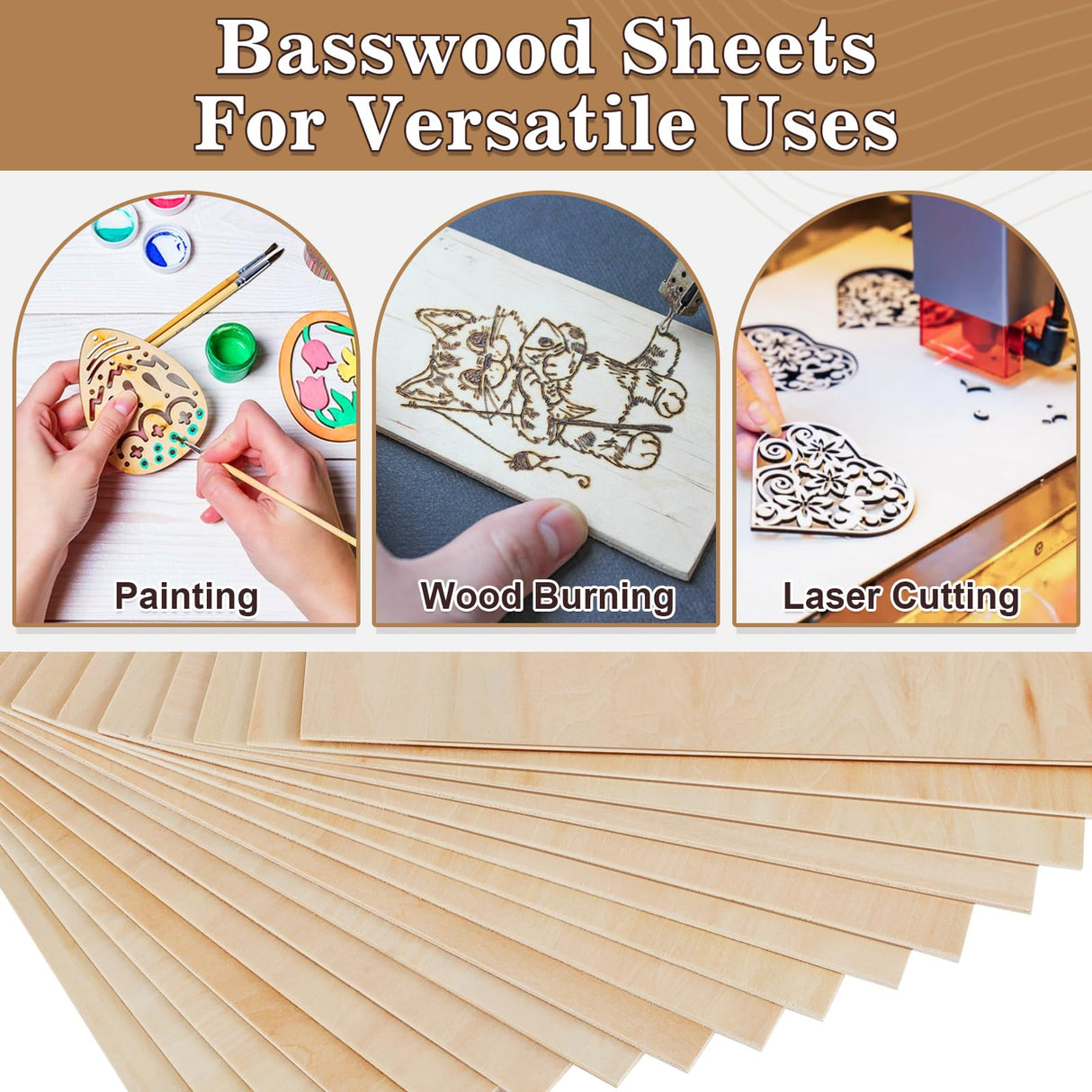 MITINU 40 Pack Basswood Sheets for Crafts,12"x12"x1/8" 3mm Thick Plywood Sheets with Smooth Surfaces-Unfinished Squares Wood Boards for Laser Cutting, Wood Burning, Architectural Models, Staining MITINU
