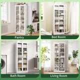 VIYET 72" Tall Kitchen Pantry Cabinet,White Metal Pantry Cabinet with 2 Doors & 5 Adjustable Shelves,Utility Storage Cabinet Rust-Resistant for Living Room,Dining Room,Bathroom,Garage,Basement VIYET