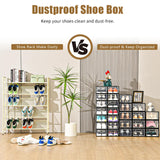 Clemate 15 Pack Shoe Storage Boxes, Clear Plastic Stackable Shoe Organizer for Closet, Shoe Box with Magnetic Door, Foldable Shoe Storage Bin, Sneaker Storage Box Shoe Rack Container Holder, Size 11 Clemate