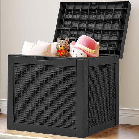 YITAHOME 32 Gallon Deck Box, Resin Storage with Lockable Lid & Side Handles, Indoor Outdoor Small Container for Patio Cushion, Garden Pool Accessories, Backyard Furniture, Water Resistant YITAHOME