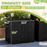 Greesum 31 Gallon Deck Box for Outside, All Weather Outdoor Storage Boxes for Patio Furniture Set, Package Delivery Box, Garden Tools, Black(Set of 2) Greesum